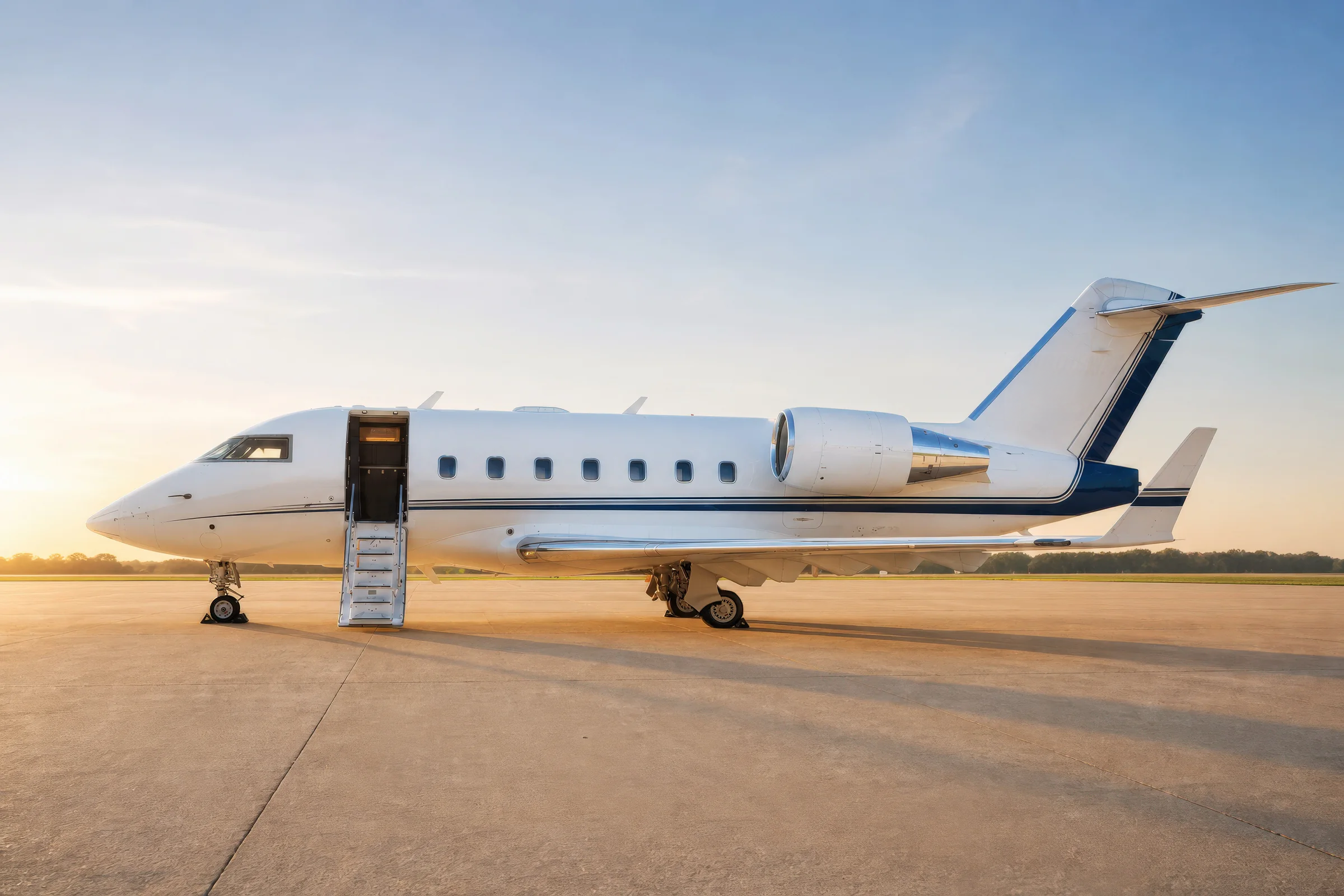 Challenger 350 exterior prepared for an aircraft broker marketing campaign