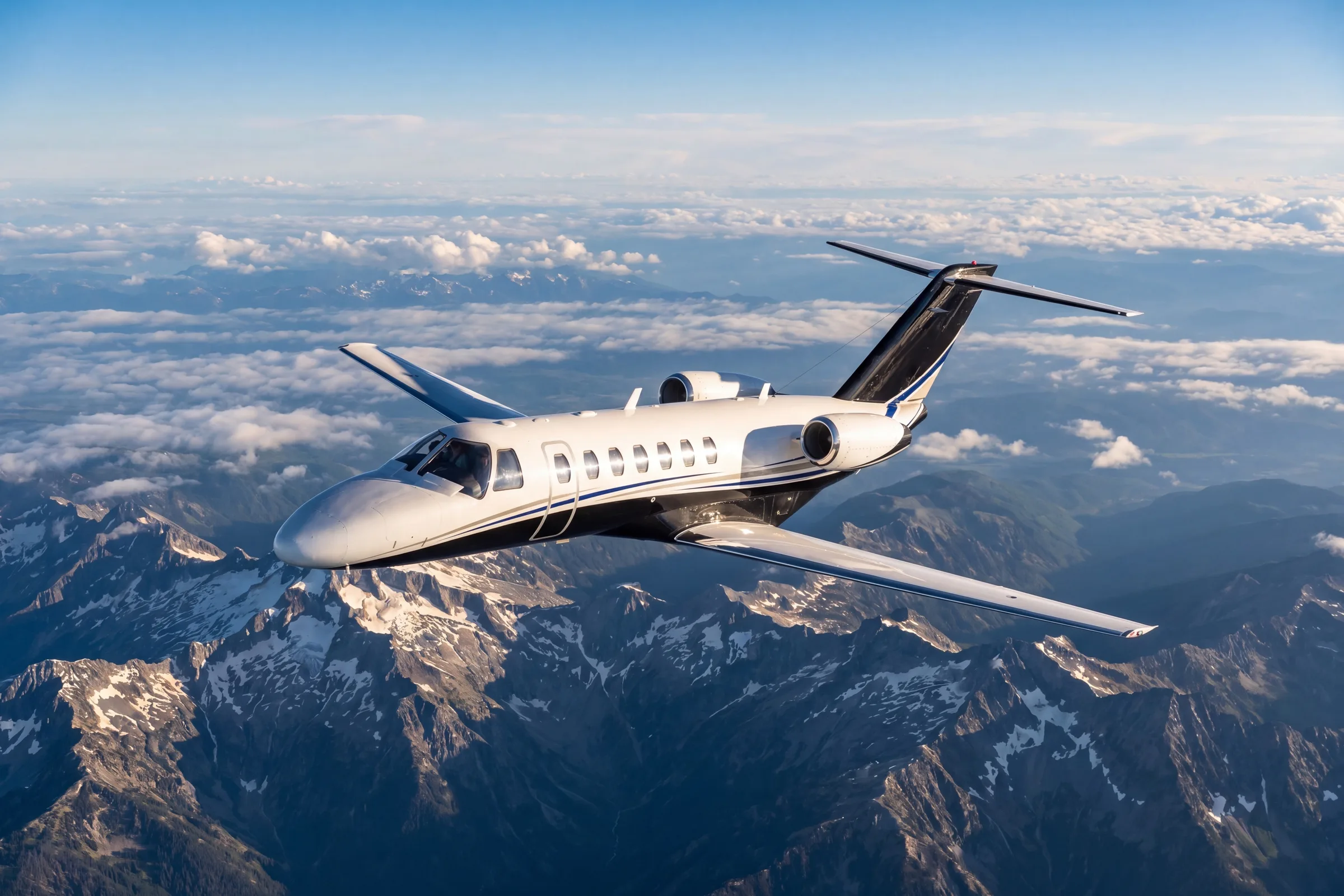 Citation CJ3 exterior in flight during an Austin aircraft shoot